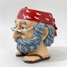 Hippie Old Man Face Resin Flower Pot - A - View 5