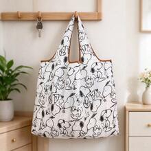 1PC Minimalist White Snoopy Line Print Medium Capacity Reusable Tote Bag, Portable Foldable Waterproof Shopping Bag, Multi-Purpose Shoulder Bag, Ideal Gift For Birthday And Christmas - Multicolor - View 5