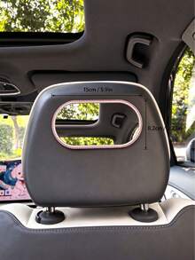 1pc Rhinestone Car Makeup Mirror, Self-Adhesive Crystal Shiny Car Makeup Mirror, Portable Sun Visor Mirror, Cute And Beautiful Car Interior Accessory Decoration, Suitable For Women And Girls - A - View 2