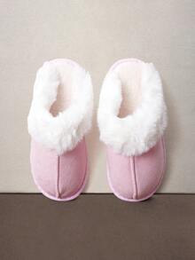 Hatastic Fuzzy Plush Lined Thick Sole Comfy House Slippers, Warm For Autumn/Winter Indoor Wear, Furry Shoes, Cozy Winter, Christmas Gift - Pink - View 1