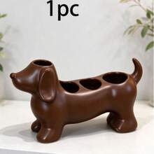2/1pc Cute Minimalist Dachshund Shaped Bathroom Toothbrush Holder, Multi-Compartment Bathroom Countertop Storage Rack, Multi-Functional Sink Organizer For Electric Toothbrush, Toothpaste, Makeup Brushes - Multicolor - View 14
