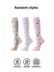 3 Pairs Pack Sports Compression Socks Women Jump Rope Running Calf Socks Men Elastic Over-The-Calf Compression Socks - Multicolor - View 4