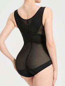 Women's Shapewear Jumpsuit, Breathable Open Bust Waist Trainer, Tummy Control Slimming Shaping Camisole - Black - View 7