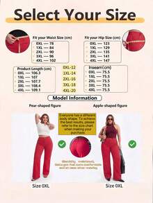 Plus Size Women's Loose Fit Denim Jeans, Long Length, Washed Pockets, Non-Stretch, Casual Everyday Wear, Autumn Red - Red - View 4
