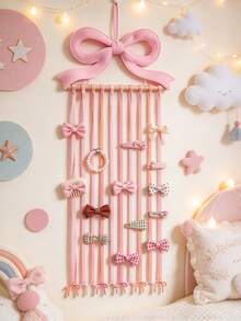 1pc Pink Bow Hair Accessory Storage Rack, Kids Room, Room Decor, Baby Room, Essential Newborn Supplies For Baby Girls - Multicolor - View 5