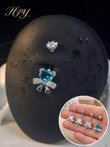 HPY905-Bowknot Colorful Rhinestone Bear Navel Piercing - Multicolor - View 6