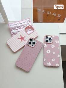 3件組條紋印花 TPU 防震全包覆精準保護殼，適用於 Apple 11/12/13/14/15/16/16Pro/16ProMax/17/17pro/17ProMax/18pro/18ProMax - 彩色 - 查看 4