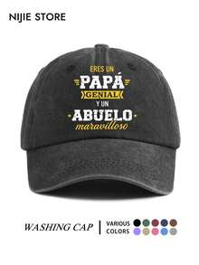 Vintage Washed Spanish Language Dad & Grandpa Print Baseball Cap, Adjustable Duck Bill Hat, Father's Day Gift For Men - A - View 1