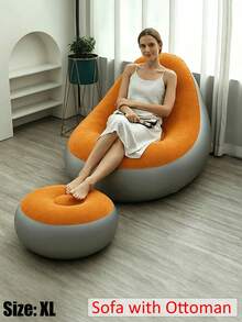 Inflatable Sofa And Footstool Slouchy Chair, Foldable Portable Slouchy Sofa With Footstool, Inflatable Sofa Chair Suitable For Living Room, Bedroom, Outdoor, Balcony And Camping, Best Gift For Family: Most Comfortable Sofa - New Model - View 20