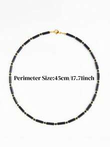YAUKIA 1pc Minimalist Men'S Black Agate Tube Bead Necklace, Daily Layered Waterproof Necklace Gift For Man/Women - Multicolor - View 6