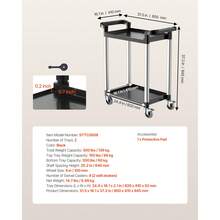 Utility Cart, 300 Lbs Load Capacity, 2-Tier Utility Plastic Cart With 360° Swivel Wheels (2 With Brakes), 24.4 X 16.1-Inch Food Service Cart For Warehouse, Office, Home, Restaurant, Kitchen - 14.7 Lbs - View 11
