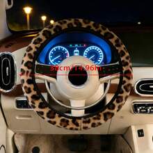 3pcs Set Of New Imitation Rabbit Fur Leopard Print Steering Wheel Shoulder Protector Interior Supplies - A - View 11
