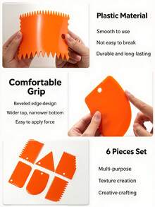 Clay Texture Scraper, Professional Clay Shaping Tool. Plastic 6-Piece Set In 6 Colors. Suitable For Clay Shaping, Clay Texture Smoothing, Plaster Mold Refinement, DIY Handicraft Production And Artistic Creation. - Multicolor - View 2