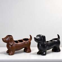 2/1pc Cute Minimalist Dachshund Shaped Bathroom Toothbrush Holder, Multi-Compartment Bathroom Countertop Storage Rack, Multi-Functional Sink Organizer For Electric Toothbrush, Toothpaste, Makeup Brushes - Multicolor - View 18