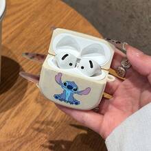 Miniso Disney Stitch Earphone Case Compatible With AirPods 1/2/3/4/5/AirPods Pro/Pro 2 Cute Cartoon Stitch Earphone Case - White - View 2