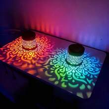 Mandala Lantern Warm Light/Colored Light/White Light, Solar Powered Outdoor Projection Wall Light, Mandala Theme LED Solar Light, Suitable For Garden, Patio And Stair Lighting, As Well As Yard, Backyard And Front Door Decoration - Warm Colors - View 7