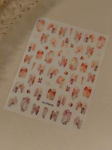 1 Sheet Autumn Winter Nail Stickers, Chinese Style Ink Wash Petal Nail Stickers, Orange Pink Blush Gradient Self-Adhesive Nail Decorations - Multicolor - View 11