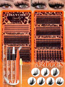 CMAYOME 384/396/520pcs Multi-Style Eyelash Set (Including Lower Lashes), Featuring "Wheat", "Fairy", "Anime", "Spiky", "C-Curl", "Slanted" Lash Clusters, Soft Fine Black Stems, Reusable Fox-Style Lashes, One Box Meets All Eye Makeup Needs, Includes Matching Tools, Best-Selling - Multicolor - View 13