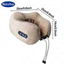 Nevho Portable U-Shaped Memory Foam Neck Massager Featuring 15-Min Smart Auto-Off Ergonomic Travel Pillow With Adjustable Toggle And Bi-Directional Kneading Type-C Rechargeable Massage Device Suitable For Commuting Reading And Home Relaxation - Brown - View 3