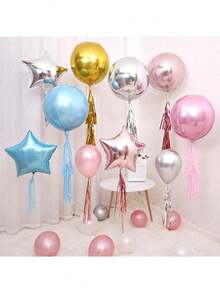 6pcs 22 Inch 4D Aluminum Foil Balloons Round Sphere Mylar Balloons Mirror Metallic Color Suitable For Wedding, Birthday, Anniversary, Graduation Decoration Party Supplies - Multicolor - View 2