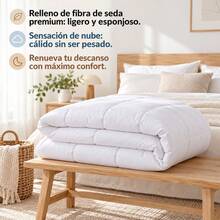 White Polyester Quilted Comforter With Square Pattern, Soft Breathable Duvet Insert, Available In 160x220cm, 180x220cm, 220x220cm And 220x240cm - White - View 6