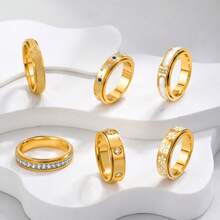 AVYRING 3-6件組不鏽鋼戒指，可旋轉設計，緩解焦慮，月亮與星星造型，酷炫壓力緩解戒指 - 多色3 - 查看 9