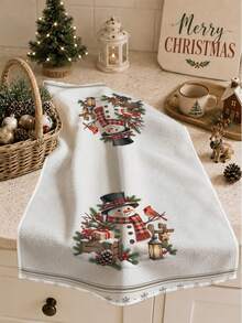 2PCS Kitchen Towels, Christmas Bird Wooden House Vintage Snowman Pattern Kitchen Towels Dish Cloths, 40*60cm Rectangular Soft Microfiber Cleaning Kitchen Towels, Perfect For Kitchen, Dining Room And Bathroom Use, Kitchen Decor, Home Decor, Neighbor Housewarming Gift, Dish Cloths - Multicolor - View 9