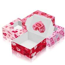 4pcs Mother's Day Heart-Shaped Window Gift Boxes 6x6x3 Inches Red & Pink Dual-Color With Window, Gift Boxes For Women Valentine's Day Party Favors - Multicolor - View 4