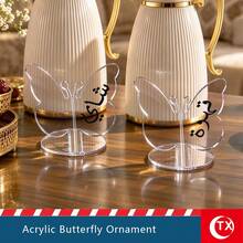 TX 3D Double Butterfly Mirror Acrylic Tabletop Ornament, Arabic Henna Wedding Blessing Word Display Sign, Muslim Bridal Party Reception Welcome Decorations,Entertaining Guests, Holiday Decorations - Multicolor - View 8