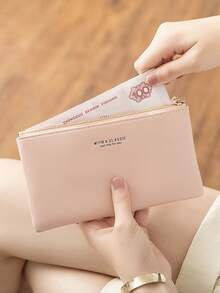 FOREVER MIYIN Women's Wristlet Long Wallet, Zipper Closure Purse, Large Capacity Multi Card Slots, Portable Phone Pouch, Solid Color For Daily Use - Multicolor - View 9