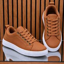 Tênis Masculino Sneaker Casual Social Confortável Sola Alta Leve Macio Estiloso Dia a Dia 2027 - Caramelo - Visão 5