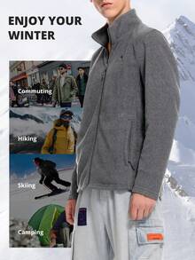 CAMEL CROWN Men's Fleece Jacket, Windproof Warm Sweatshirt, Thick Lining, Stand Collar Design - Ink Gray - View 4