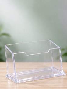 1pc High Transparency Acrylic Business Card Holder, Desktop Business Card Display Stand, Business Front Desk Card Storage Display Rack, Office Card Storage Box, Single Slot Card Holder, Office Desktop Card Display Box, Desktop Decor - Multi-color Style - View 5