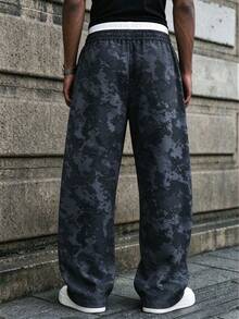 Men's Spring/Autumn Colorblock Camouflage Straight Leg Loose Quick-Dry Commuter Swimming Fitness Outdoor Versatile Long Pants - Dusty Blue - View 3