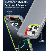 1件裝（黑色+黑色）重型防震全包覆防塵耐摔 3 合 1 手機殼，相容 iPhone 與 Galaxy - 淺灰+綠 - 查看 4
