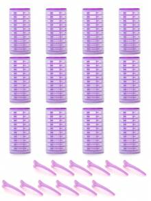 12 Pcs Rollers Hair Curlers , Large Medium Small Self Grip Hair Rollers With Rollers 12pcs Clips And 1 Cosmetic Bag And1pcWide Tooth Comb For Curls - Multicolor - View 11