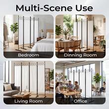 4-Fold Foldable Screen Plastic Feet 160g Polyester Fabric Carbon Steel Frame 6FT Off-White - Multicolor - View 7