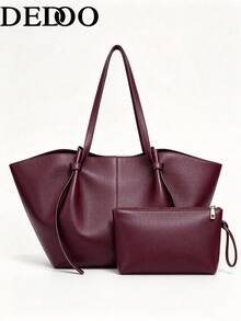 Dedoo Fashionable Large Capacity Trapezoid Designer Lock Shoulder Bag Luxury PU Leather Handbag Premium Underarm Bag - Burgundy - View 2