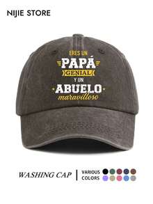 Vintage Washed Spanish Language Dad & Grandpa Print Baseball Cap, Adjustable Duck Bill Hat, Father's Day Gift For Men - A - View 5