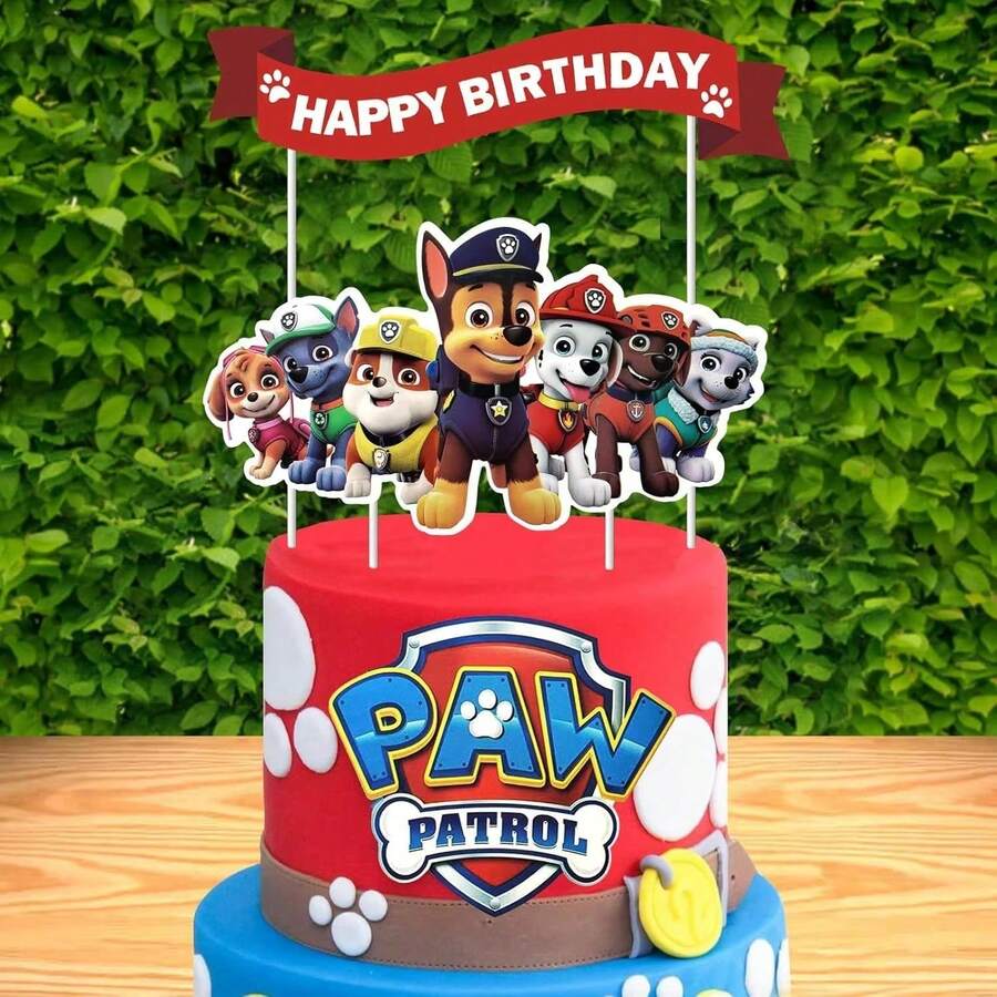 Paw Patrol Birthday Cake Decoration Set, Cartoon Cake Toppers, Birthday Party Supplies - Multi-color - View 1
