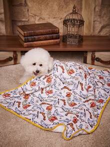 HARRY POTTER X PETSIN 1pc Cute Owl Envelope Scarf Eye Print Pet Blanket Flannel College Style Warm, Gentle And Comfortable Pet Bed Cover - White - View 1