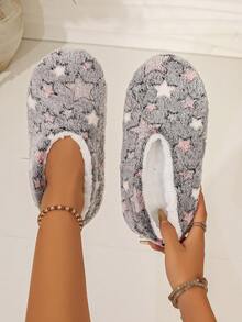 RALSWNAY Women's Flat Home Slippers New Fashion Star Soft Comfortable Lightweight Padded Slippers - Dark Grey - View 5