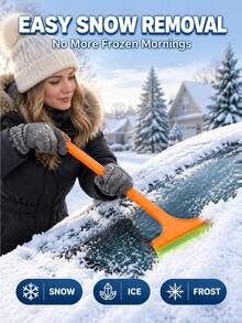 1/3pc 32cm Portable Car Ice Scraper, Ergonomic Non-Slip Handle, Plastic+PU Blade, T-Shaped 3-In-1 Snow Shovel, Wear-Resistant Blade, Removes Snow And Frost, Winter Car Windshield Snow Scraper, Suitable For Cars, Home, Garden - Snow Shovel - View 3