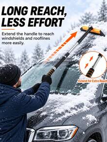 1pc 3-In-1 Telescopic Snow Brush And Ice Scraper, 360° Rotating Detachable Snow Brush With Adjustable Extendable Handle, Winter Car Snow Removal Tool For Car Windshield, Suitable For Cars, SUVs, Trucks And Sedans - A - View 11
