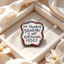 "My Favorite Boundary Is Not Explaining Myself" Quotes Enamel Pin, Colorful Wavy Quote Lapel Badge, Metal Brooch For Jacket Backpack Hat, Lovely Gift - Multicolor - View 2