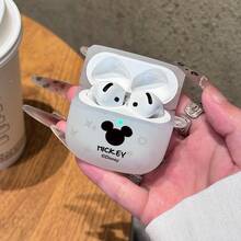 Miniso 迪士尼卡通頭像米奇米妮簡約情侶藍牙耳機保護套 兼容AirPods1/2/3/4/5/AirPodsPro/Pro2耳機倉 - 白色 - 查看 2