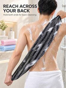 1pc African Style Matte Mesh Bath Towel Set, Long Bath Sponge, Back Exfoliating Scrub Cloth, Suitable For Cleaning Back Skin During Bathing, Unisex - Multicolor - View 1