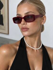 1pc Women's Plastic Square Frame Fashion Glasses, Large Frame Casual ...