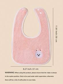 3pcs Double-Sided Plush Embroidered Animal Pattern Baby Bibs - Multicolor - View 7