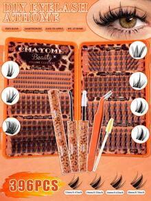 CMAYOME 384/396/520pcs Multi-Style Eyelash Set (Including Lower Lashes), Featuring "Wheat", "Fairy", "Anime", "Spiky", "C-Curl", "Slanted" Lash Clusters, Soft Fine Black Stems, Reusable Fox-Style Lashes, One Box Meets All Eye Makeup Needs, Includes Matching Tools, Best-Selling - Multicolor - View 3
